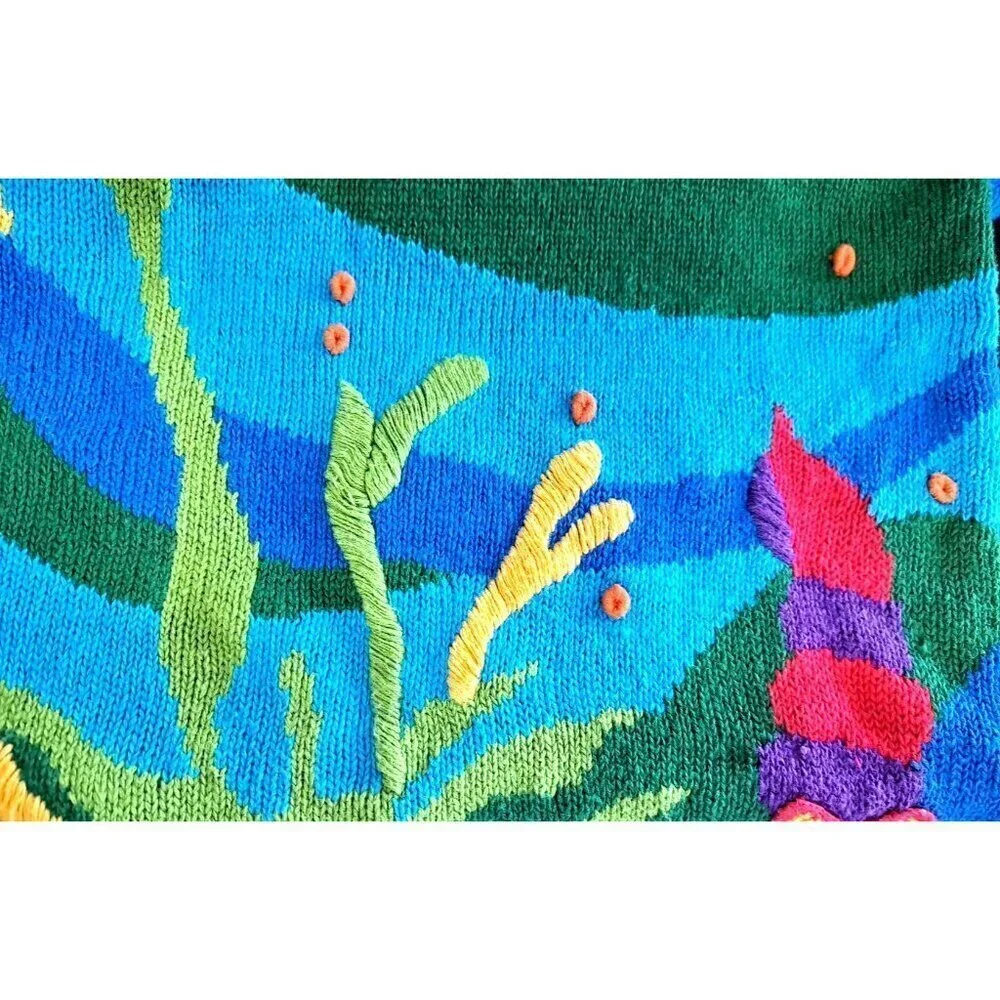 Segue S Vintage Short Sleeve Sweater Scenic Underwater Fish CoastalGrandma Beach
